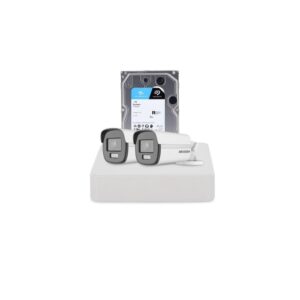 Sistem supraveghere exterior cu HDD 1 TB HikVision, 2 camere, 2 MP, 2.8 mm, IR/lumina alba 40 m, microfon Sistem supraveghere exterior cu HDD 1 TB HikVision, 2 camere, 2 MP, 2.8 mm, IR/lumina alba 40 m, microfon