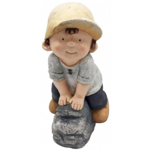 Decoratiune gradina, Strend Pro Boy, ceramica, baiat pe piatra, 31x23x42 cm Decoratiune gradina, Strend Pro Boy, ceramica, baiat pe piatra, 31x23x42 cm