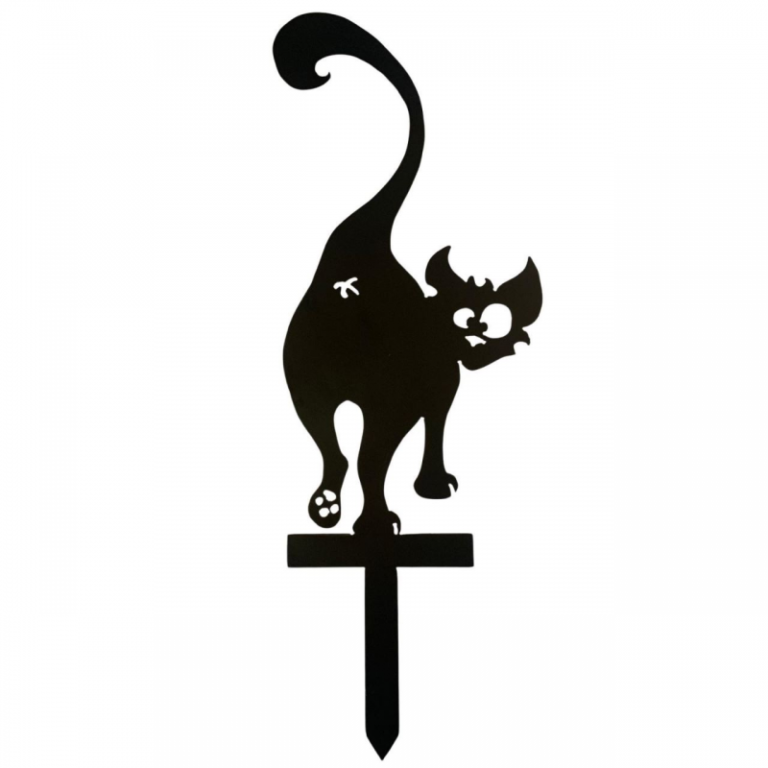 Decoratiune gradina / ghiveci Krodesign Back Cat KRO-1140, metal, inaltime 61 cm
