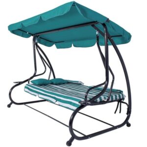 Balansoar Mercaton pentru Gradina, Cadru Metalic, Pliabil, Sistem Anti-Alunecare, 2 Perne Incluse, Suport pentru Pahare, Greutate Max. 320 kg, 230x131x163 cm, Turcoaz Balansoar Mercaton pentru Gradina, Cadru Metalic, Pliabil, Sistem Anti-Alunecare, 2 Perne Incluse, Suport pentru Pahare, Greutate Max. 320 kg, 230x131x163 cm, Turcoaz