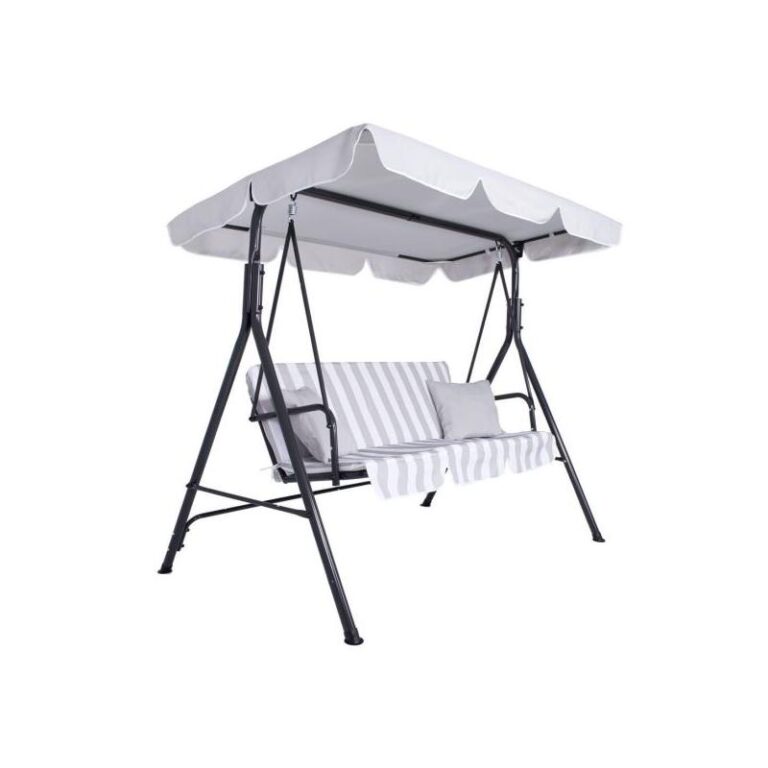 Balansoar gradina, 3 locuri, gri si alb, 170x110x150 cm, Luna