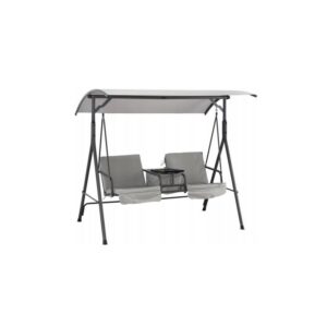 Balansoar gradina, 2 locuri, cu masuta, perne, gri, 180x117x162 cm, MCT 173352 Balansoar gradina, 2 locuri, cu masuta, perne, gri, 180x117x162 cm, MCT 173352