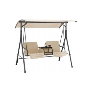 Balansoar pentru Gradina cu 2 locuri si masuta, MCT Garden, Crem, 180x117x162 cm Balansoar pentru Gradina cu 2 locuri si masuta, MCT Garden, Crem, 180x117x162 cm