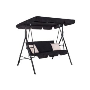 Balansoar gradina, Springos, Luna, 3 locuri, negru, 170x110x150 cm, max 220 kg Balansoar gradina, Springos, Luna, 3 locuri, negru, 170x110x150 cm, max 220 kg