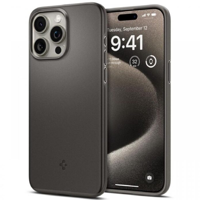 Spigen Husa Thin Fit iPhone 15 Pro Max Gunmetal Spigen Husa Thin Fit iPhone 15 Pro Max Gunmetal