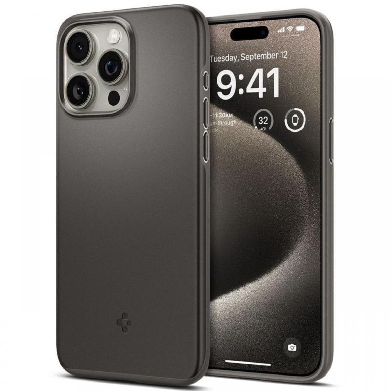 Spigen Husa Thin Fit iPhone 15 Pro Max Gunmetal Spigen Husa Thin Fit iPhone 15 Pro Max Gunmetal