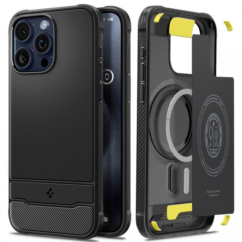 Spigen Husa Rugged Armor MagSafe iPhone 15 Pro Negru Spigen Husa Rugged Armor MagSafe iPhone 15 Pro Negru