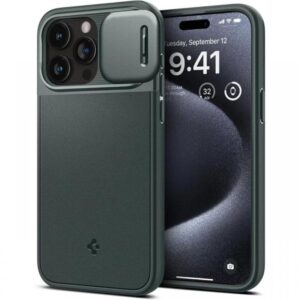 Spigen Husa Optik Armor MagSafe iPhone 15 Pro Abyss Green Spigen Husa Optik Armor MagSafe iPhone 15 Pro Abyss Green