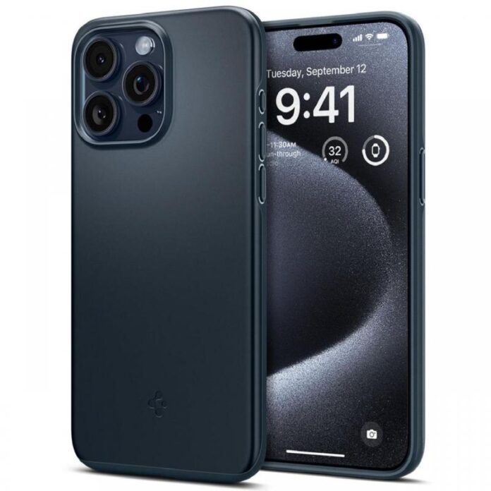 Spigen Husa Thin Fit iPhone 15 Pro Metal Slate Spigen Husa Thin Fit iPhone 15 Pro Metal Slate