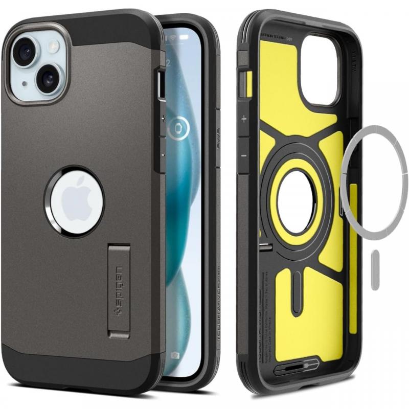 Spigen Husa Tough Armor MagSafe iPhone 15 Plus Gunmetal Spigen Husa Tough Armor MagSafe iPhone 15 Plus Gunmetal