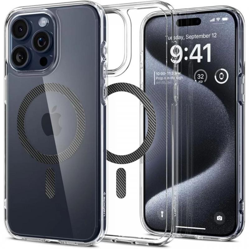 Spigen Husa Ultra Hybrid MagSafe iPhone 15 Pro Max Carbon Fiber Spigen Husa Ultra Hybrid MagSafe iPhone 15 Pro Max Carbon Fiber