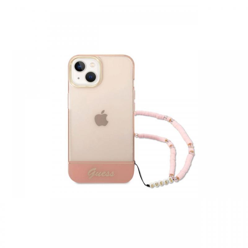Husa iPhone 14 Plus Guess TPU Camera Outline Translucent Strap Pink Husa iPhone 14 Plus Guess TPU Camera Outline Translucent Strap Pink