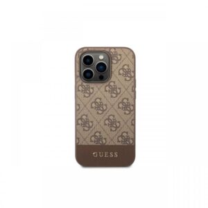 Husa iPhone 14 Pro Max Guess 4G Stripe Metal Logo Brown Husa iPhone 14 Pro Max Guess 4G Stripe Metal Logo Brown