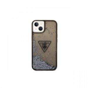 Husa iPhone 14 Plus Guess Liquid Glitter Translucent Triangle Logo Black Husa iPhone 14 Plus Guess Liquid Glitter Translucent Triangle Logo Black