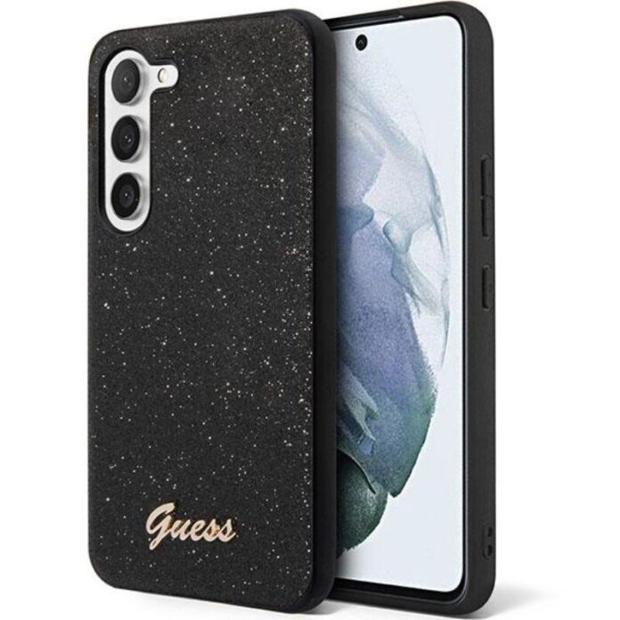 Guess Husa Glitter TPU Flakes Script Metal Logo Samsung Galaxy S23 Negru Guess Husa Glitter TPU Flakes Script Metal Logo Samsung Galaxy S23 Negru