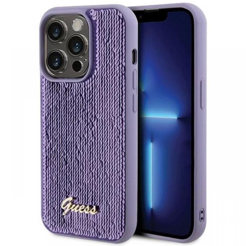 Guess Husa Sequin Script Logo iPhone 15 Pro Max Magenta Guess Husa Sequin Script Logo iPhone 15 Pro Max Magenta