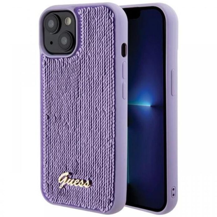 Guess Husa Sequin Script Logo iPhone 15 Negru Guess Husa Sequin Script Logo iPhone 15 Negru
