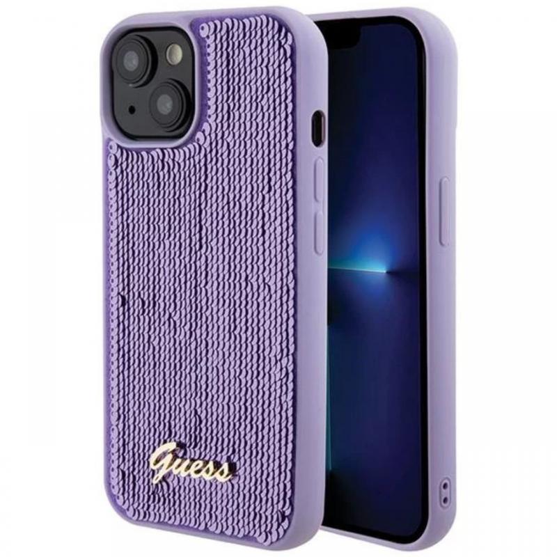 Guess Husa Sequin Script Logo iPhone 15 Negru Guess Husa Sequin Script Logo iPhone 15 Negru