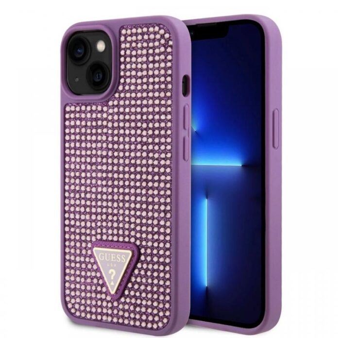 Guess Husa Rhinestones Triangle Metal Logo iPhone 15 Plus Negru Guess Husa Rhinestones Triangle Metal Logo iPhone 15 Plus Negru