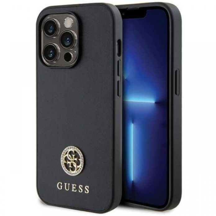 Guess Husa 4G Strass Metal Logo iPhone 15 Pro Auriu Guess Husa 4G Strass Metal Logo iPhone 15 Pro Auriu