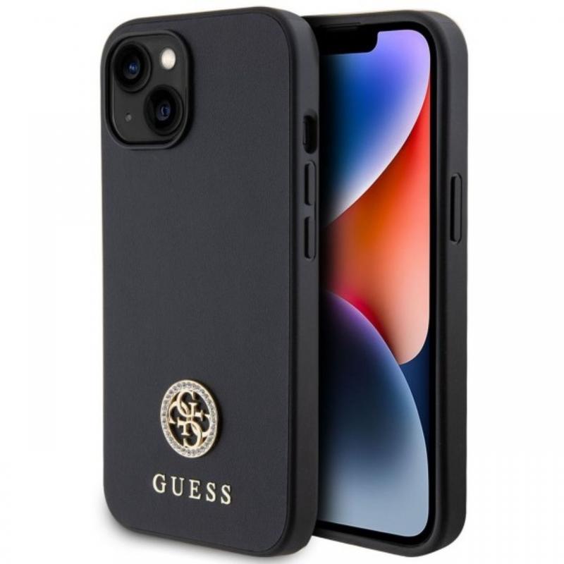 Guess Husa 4G Strass Metal Logo iPhone 15 Roz Guess Husa 4G Strass Metal Logo iPhone 15 Roz