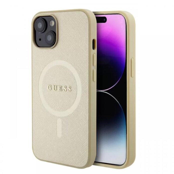 Guess Husa Saffiano MagSafe iPhone 15 Roz Guess Husa Saffiano MagSafe iPhone 15 Roz