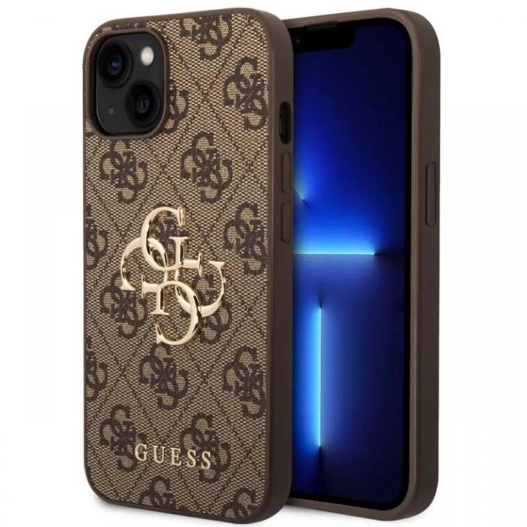 Guess Husa PU 4G Metal Logo iPhone 15 Plus Roz