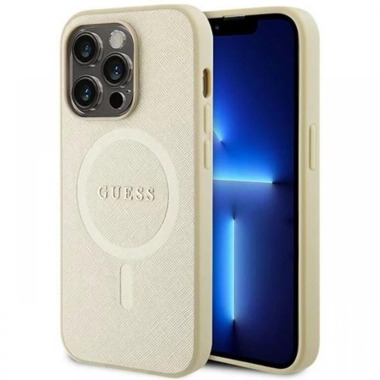 Guess Husa Saffiano MagSafe iPhone 15 Pro Max Roz
