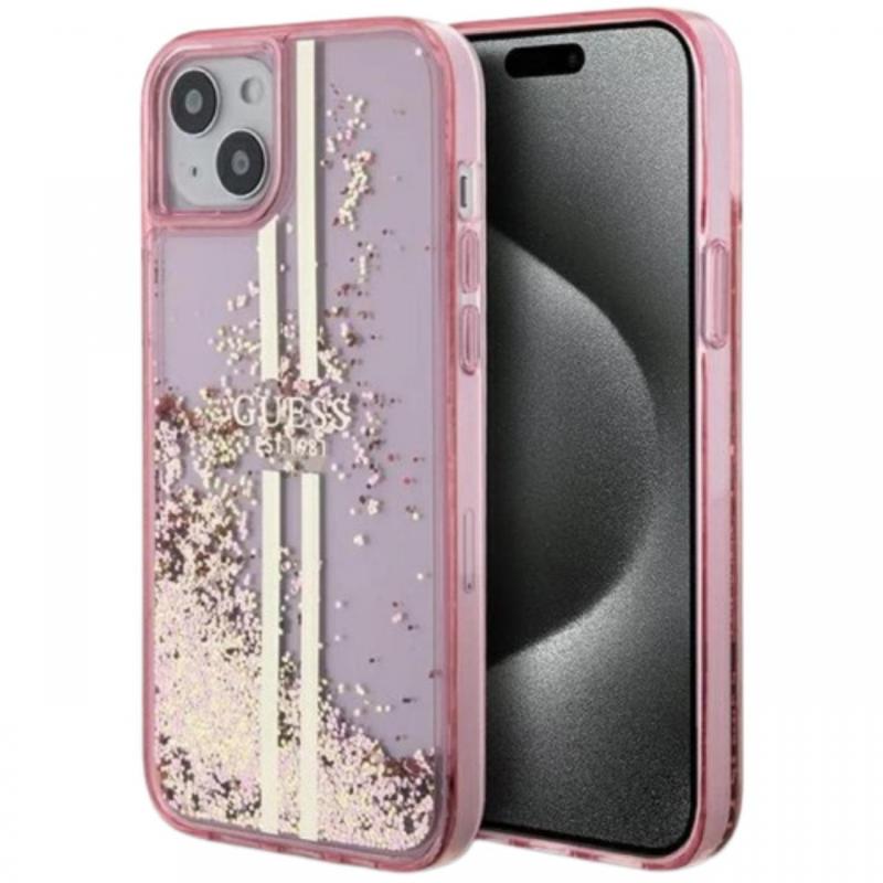 Guess Husa Liquid Glitter Gold Stripe iPhone 15 Negru Guess Husa Liquid Glitter Gold Stripe iPhone 15 Negru