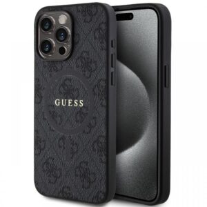 Guess Husa PU Leather 4G Colored Ring MagSafe iPhone 15 Pro Maro Guess Husa PU Leather 4G Colored Ring MagSafe iPhone 15 Pro Maro