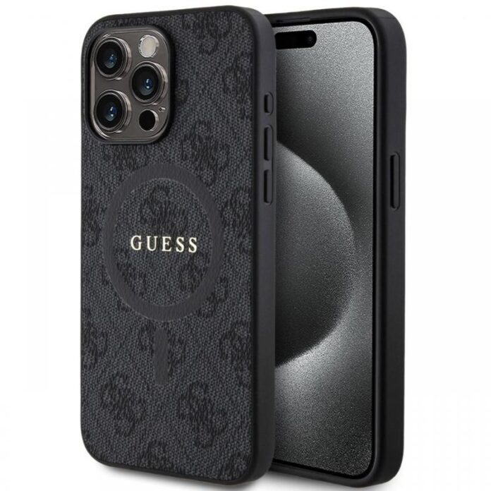 Guess Husa PU Leather 4G Colored Ring MagSafe iPhone 15 Pro Maro Guess Husa PU Leather 4G Colored Ring MagSafe iPhone 15 Pro Maro