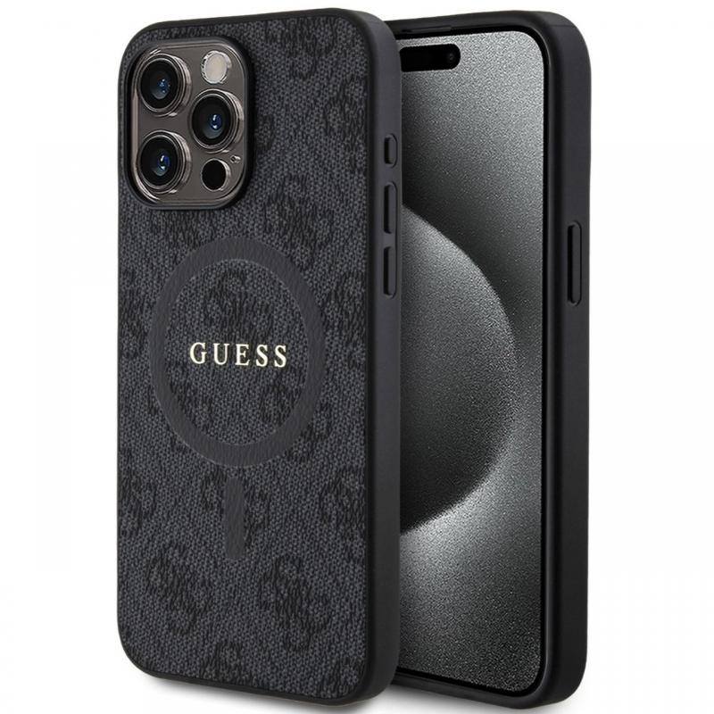 Guess Husa PU Leather 4G Colored Ring MagSafe iPhone 15 Pro Maro Guess Husa PU Leather 4G Colored Ring MagSafe iPhone 15 Pro Maro