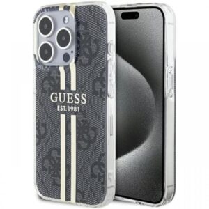 Guess Husa 4G Gold Stripe iPhone 15 Pro Maro Guess Husa 4G Gold Stripe iPhone 15 Pro Maro