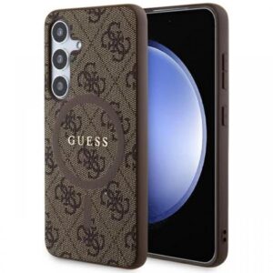 Guess Husa 4G Leather Metal Logo MagSafe Samsung Galaxy S24 Roz Guess Husa 4G Leather Metal Logo MagSafe Samsung Galaxy S24 Roz