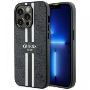 Guess Husa 4G Printed Stripes MagSafe iPhone 15 Pro Maro Guess Husa 4G Printed Stripes MagSafe iPhone 15 Pro Maro