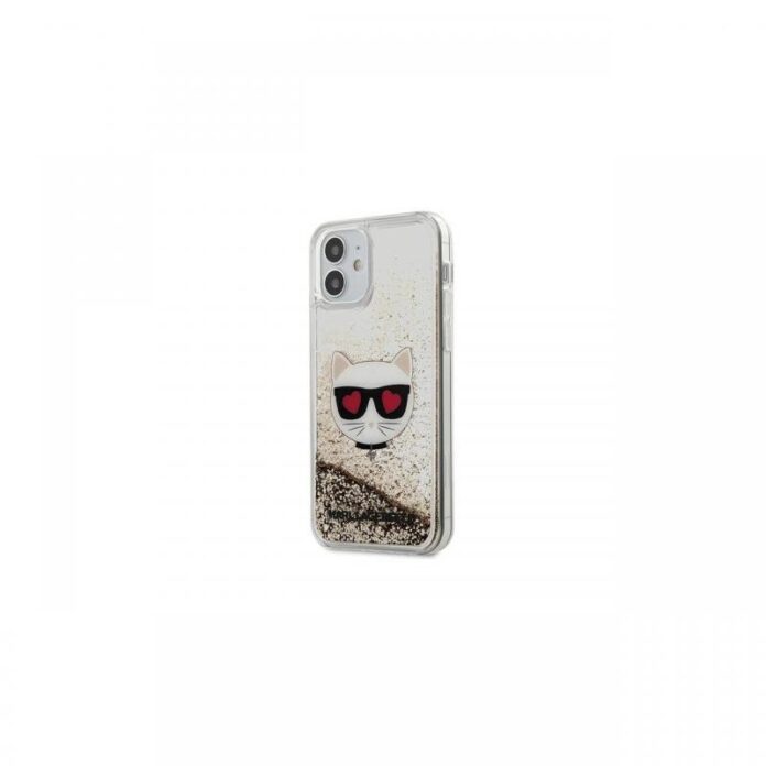 Husa iPhone 12 Mini Karl Lagerfeld Liquid Glitter Choupette Argintiu Husa iPhone 12 Mini Karl Lagerfeld Liquid Glitter Choupette Argintiu