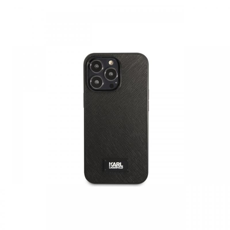 Husa iPhone 13 Pro Karl Lagerfeld Saffiano Plaque Negru Husa iPhone 13 Pro Karl Lagerfeld Saffiano Plaque Negru