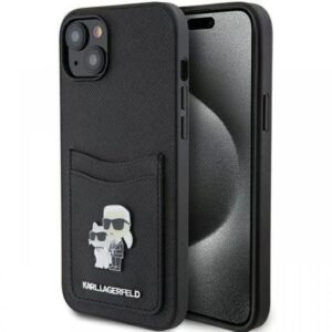 Karl Lagerfeld Husa Saffiano Card Slot Metal Karl&Choupette iPhone 15 Negru Karl Lagerfeld Husa Saffiano Card Slot Metal Karl&Choupette iPhone 15 Negru