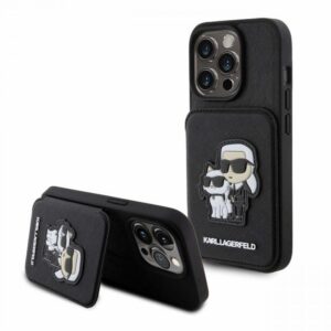 Karl Lagerfeld Husa Saffiano Card Slot Stand Karl&Choupette iPhone 15 Pro Max Negru Karl Lagerfeld Husa Saffiano Card Slot Stand Karl&Choupette iPhone 15 Pro Max Negru