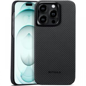 Pitaka Husa MagEZ 4 Aramida 600D iPhone 15 Pro, MagSafe Negru / Gri Pitaka Husa MagEZ 4 Aramida 600D iPhone 15 Pro, MagSafe Negru / Gri