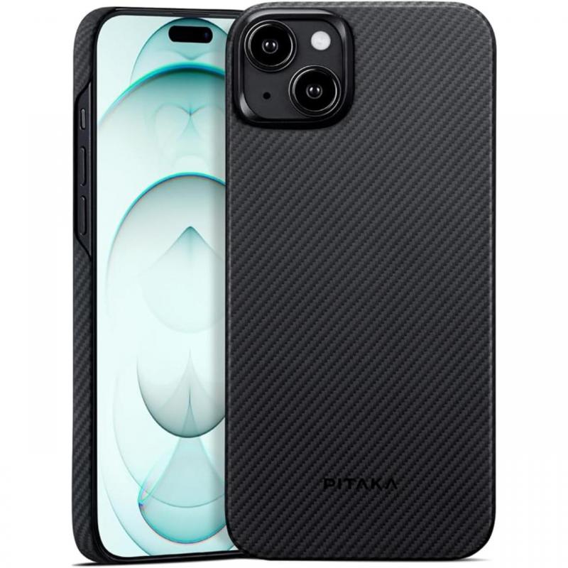 Pitaka Husa MagEZ 4 Aramida 600D iPhone 15 Plus, MagSafe Negru / Gri Pitaka Husa MagEZ 4 Aramida 600D iPhone 15 Plus, MagSafe Negru / Gri