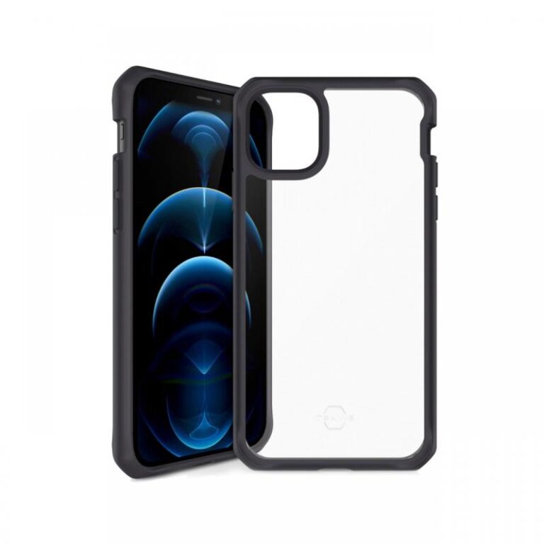 Husa iPhone 12 Pro Max IT Skins Hybrid Solid Plain Black & Transparent