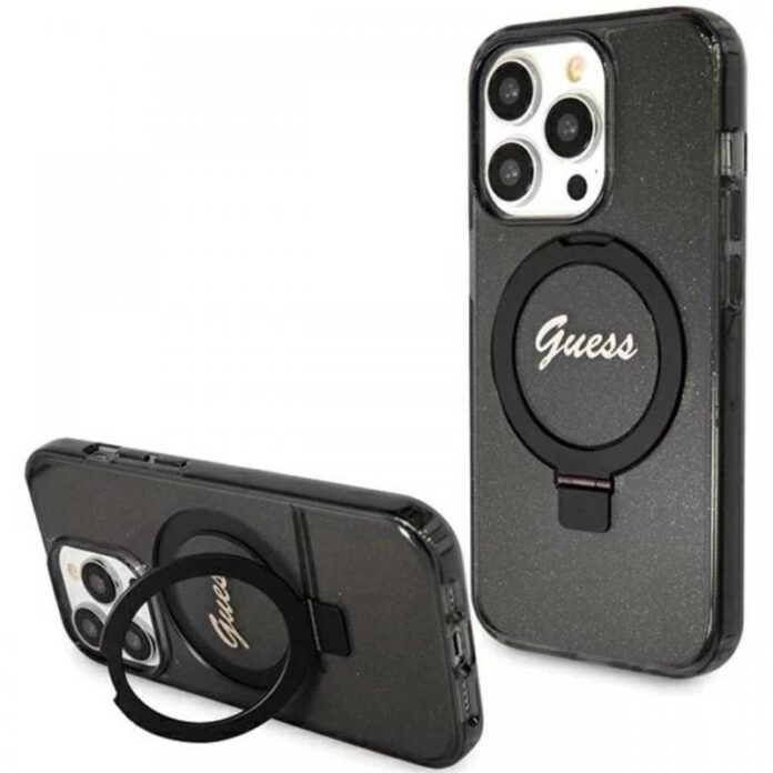Guess Husa Ring Stand Glitter MagSafe iPhone 15 Pro Mov Guess Husa Ring Stand Glitter MagSafe iPhone 15 Pro Mov