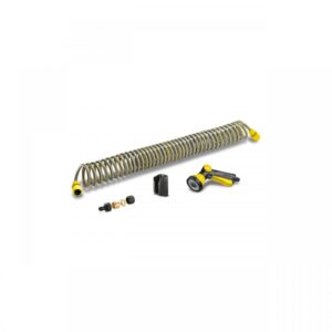 Set pentru irigare Karcher: Furtun in forma de spirala, 10 m, Pistol pentru stropire, Conectori Set pentru irigare Karcher: Furtun in forma de spirala, 10 m, Pistol pentru stropire, Conectori