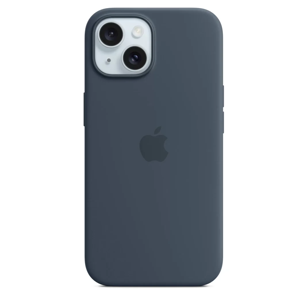 Husa de protectie Apple cu MagSafe pentru iPhone 15 Silicon Storm Blue Husa de protectie Apple cu MagSafe pentru iPhone 15 Silicon Storm Blue