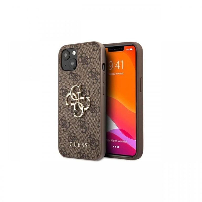 Husa iPhone 13 Guess PU 4G Metal Logo Roz