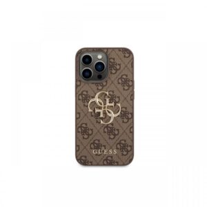 Husa iPhone 14 Pro Guess Leather 4G Metal Logo Brown Husa iPhone 14 Pro Guess Leather 4G Metal Logo Brown