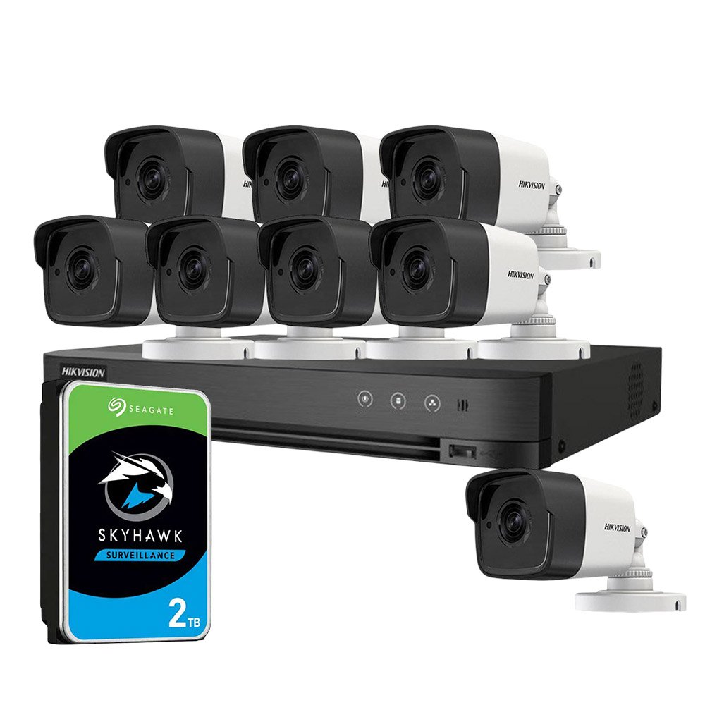 Sistem supraveghere exterior cu HDD 2TB HikVision, 8 camere, 5 MP, IR 30 m, 2.8 mm, microfon Sistem supraveghere exterior cu HDD 2TB HikVision, 8 camere, 5 MP, IR 30 m, 2.8 mm, microfon