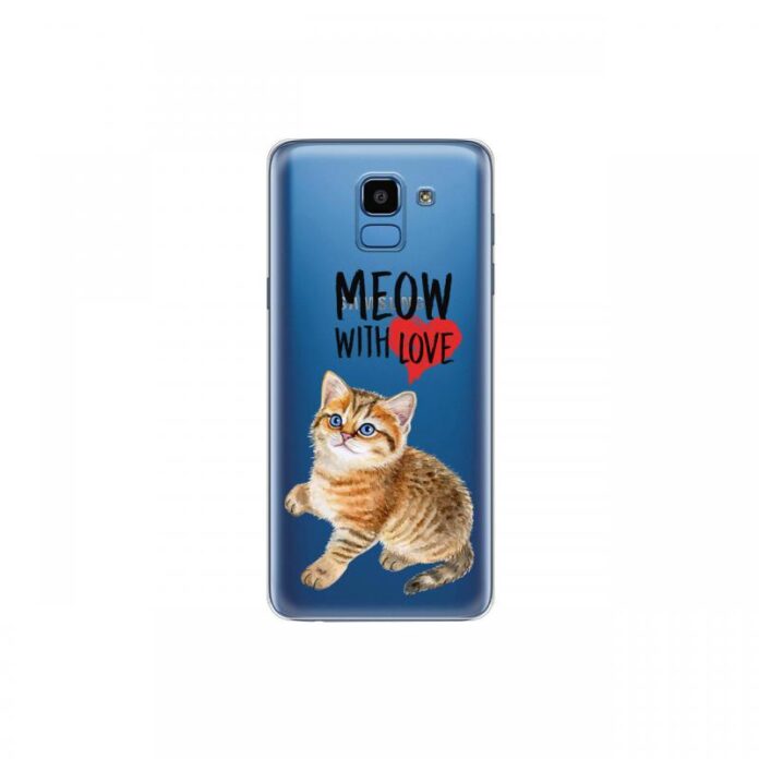 Husa Samsung Galaxy J6 (2018) Lemontti Silicon Art Meow With Love Husa Samsung Galaxy J6 (2018) Lemontti Silicon Art Meow With Love