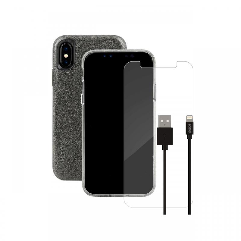Pachet Husa Sparkle Clear + Cablu Lightning + Folie Sticla Skech pentru iPhone XS / X Pachet Husa Sparkle Clear + Cablu Lightning + Folie Sticla Skech pentru iPhone XS / X
